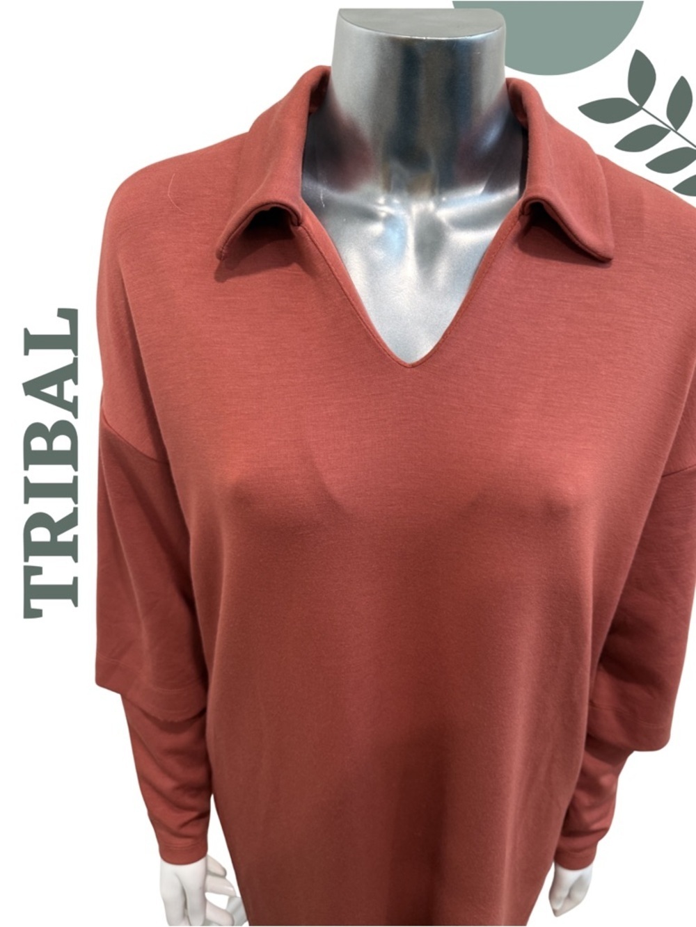 Tribal Mahogany Collared Pocket Dress Small Stretch - Picture 7 of 9
